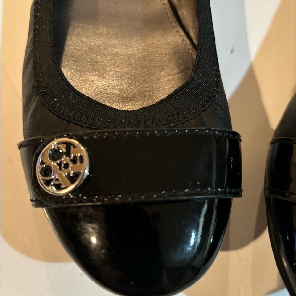 COACH Black Leather & Patent Chelsea Flat SHOES 7.5 - Picture 2 of 12